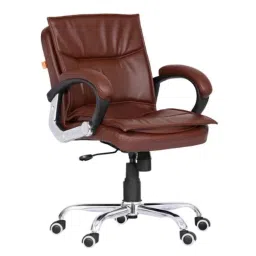 Da URBAN Miller Brown Mid Back Revolving Leatherette Ergonomic Executive Chair for Home &a; Office-picture-19