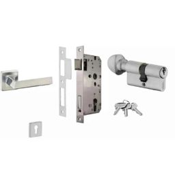 Dorset ML Series Fabio 70mm Stainless Steel Silver Chrome Finish Door Handle Lock Set with Knob &a; Key (Pack of 2)-image-86
