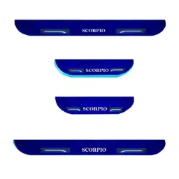 Car Accessories Hub 4 Pcs Acrylic Black Sill Scuff Plate Set with Blue LED for Mahindra Scorpio 2022-image-49