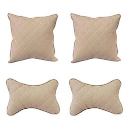 AllExtreme Exnp013 4 Pcs Pu Leather Car Neck Rest Pillows Headrest Cushions Set For All Cars Travel Seat-picture-3
