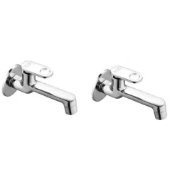 Spazio Prime Brass Chrome Finish Bib Cock with Wall Flange (Pack of 2)-picture-16