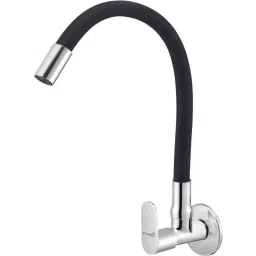 Prestige Ocean Brass Chrome Finish Black Flexible Sink Cock with Wall Flange-image-100