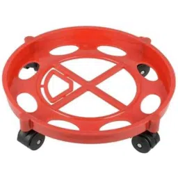 Sigri-Wala 28x28 cm Hassle Free Sturdy Plastic Red Gas Cylinder Trolley-picture-31