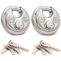 Harrison 90mm 12 Pins Mild Steel Round Padlock with 3 Computerised Keys, ROCK-STAR-0404 (Pack of 2)-picture-15