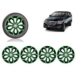 Auto Pearl 4 Pcs 15 inch Green &a; Black ABS Press Type Hubcap Wheel Cover Set with Retention Ring for Toyota Innova20132015-image-80