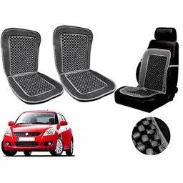 Auto Pearl PU, Velvet &a; Wooden Beads Grey Rectangular Seat Cushion for Maruti Suzuki Swift Type-2 (Pack of 2 )-image-93