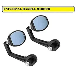 AOW Handle Bar End Side Mirror Rear View Ovel Mirror for Honda CB Shine SP (Set of 2)-7