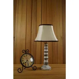 Tucasa Mango Wood Old White Table Lamp with 12 inch Polycotton Off White Square Shade, WL-192-image-87