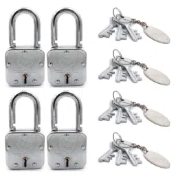 Harrison 65mm 8 Lever Mild Steel Bright Chrome Plated Finish Square Padlock with 3 Keys, T-27-0033 (Pack of 4)-image-87