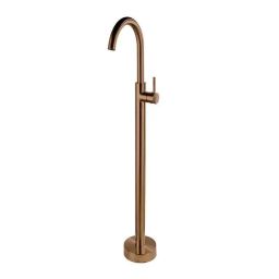 Aquieen Fluid Brass Chrome Finish Rose Gold Floor Mounted Hot &a; Cold Basin Tap-picture-0