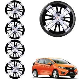 Auto Pearl 4 Pcs 14 inch ABS Black &a; Grey Car Wheel Cover Set for Honda Jazz 2015 E-picture-1