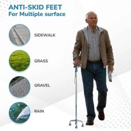 Everactiv 10 Level Height Adjustable Quadripod Aluminium Walking Stick, EWS02 image 5