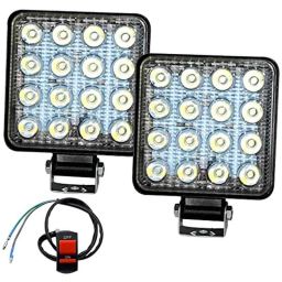 Miwings 16 Led Light Bar Universal Bike Car 48W 4 Inch Flood Led Bar Off Road Driving Lights Led Fog Lights Bike Car Suv Atv Lighting Led Work Light (16 Led Set Of 2 With Switch)-1