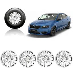 Auto Pearl 4 Pcs 15 inch Silver Car Wheel Cover Set for Skoda Octavia-image-48