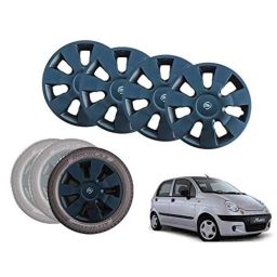 Auto Pearl 13 inch ABS Black Car Hubcap Wheel Cover with Retention Ring Set for Matiz-picture-7