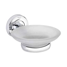 Aligarian Stainless Steel &a; Glass Chrome Finish Wall Mounted Soap Dish with Holder-image-86