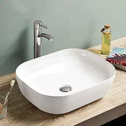 Uken Ceramic Premium Finish New Pure White Table Top Wash Basin (White)-image-10
