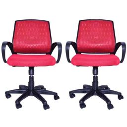 Regent Smart Net &a; Metal Black &a; Red Chair with Modle Handle (Pack of 2)-99