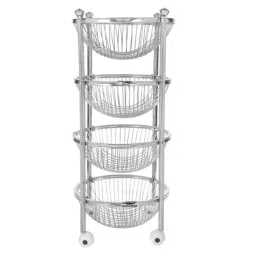 Syno Silver Rondo 38.1x38.1x77.47cm 4 Tier Stainless Steel Fruit Basket, M-25.4-image-15