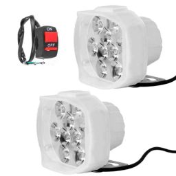 AllExtreme EX9F2RS 2 Pcs 9 LED 20W Red, Green &a; Blue Beads Waterproof Spot Beam Fog Light Set with Handlebar Switch-10
