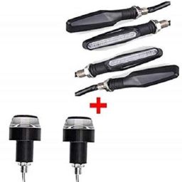 A4S 4 Pcs Blue KTM Style LED Indicator Light with 2 Pcs White &a; Blue Handle Bar LED Light Combo-21