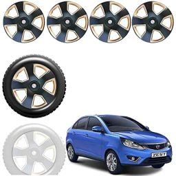 Auto Pearl 4 Pcs 15 inch Black &a; Golden ABS Press Type Hubcap Wheel Cover Set with Retention Ring for Tata Zest-picture-15