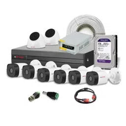 CP Plus 2.4MP 2 Pc Dome Cameras &a; 6 Pcs Bullet Cameras Set with 8CH DVR, 90m Co-Axial Cable, 2TB HDD, HDMI Cable, BNC &a; DC, CP-UCK-TD62H-B1-29