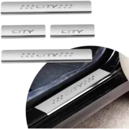 Car Accessories Hub 4 Pcs Stainless Steel Silver Car Footstep Sill Plate Set without LED for Honda City ZX Petrol MT Model-image-13