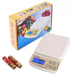 generic SF-400A 10kg PVC Wide Digital LCD Backlit Display White Food Weighing Scale with AA Batteries image 2