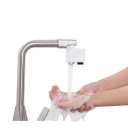 Plato White USB Rechargeable Metal Touchless Dual Sensor Water Saving Tap Faucet-image-10