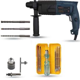 Walkers 750W Forward &a; Reverse Rotation Hammer Impact Drill Machine with 3 Bits, Drill Chuck, SDS Adapter &a; 5 in 1 Screwdriver, WKCB340-3