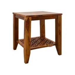 Angel Furniture 45x45x50cm Honey Finish Sheesham Wood Carved net Side Table, AF-146H-image-4