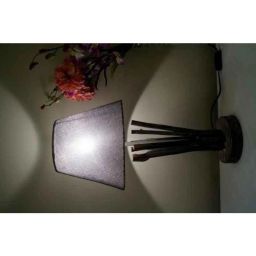 Tucasa Grey Wooden Tree Look Table Lamp with Grey Jute Shade, P2-E image 2