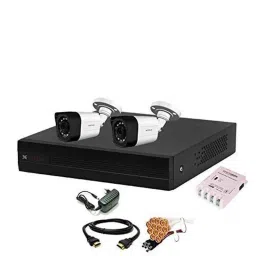 CP Plus 2.4MP 2 Pcs White &a; Black Camera &a; 4 Channel DVR Kit with All Accessories, 4CHDVR-2B-27-17
