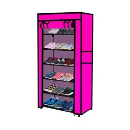 Urban Choice 6 Shelves Modular Metal Shoe Rack with Pink Cover for Entryway &a; Closet Storage-image-41