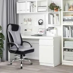 Rose Kyte 52x52x116cm Leatherette Grey &a; Black High Back Executive Chair-image-26