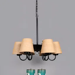 Devansh Beige & Black Iron Quirky Ceiling Lamp-image-26