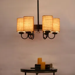 Devansh Beige & Black Iron Contemporary Ceiling Lamp-image-29