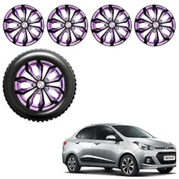 Auto Pearl 4 Pcs 14 inch Black Voilet ABS Press Type Hubcap Wheel Cover Set with Retention Ring for Hyundai Xcent2016-image-44