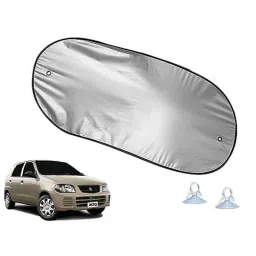 Auto Pearl Polyester Black &a; Silver Rear Window Sun Shade Curtain with Storage Pouch for Maruti Suzuki Alto STD 2000-2012-picture-38