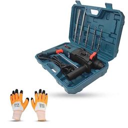 Walkers 1200W Forward &a; Reverse Rotation Hammer Impact Drill Machine with 5 Pcs SDS Plus Bit &a; Gloves, WKCB348-9