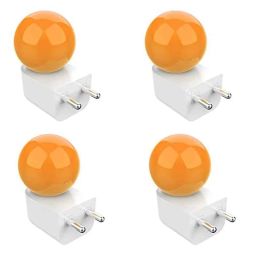 Fybros Bloom 0.5W Polycarbonate Orange Round LED Night Bulb with Plug &a; Play, FLS5296D (Pack of 4)-16