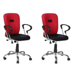 Regent Net &a; Metal Black &a; Red Chair with Chrome PU Handle, RSC-530 (Pack of 2)-61