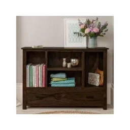 Angel Furniture Solid Sheesham Wood Glossy Finish Dark Brown Rectangular Bookcase, AF-217W-image-74