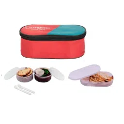 Carrolite 650ml 3-in-1 Red &a; White Plastic Lunchbox, White_P-39 (Pack of 5)-3
