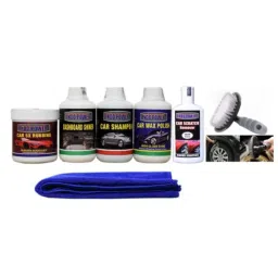 Indopower Ff1157 Dashboard Shiner, Car 5X Rubbing Polish, Car Wax Polish, Car Shampoo, Scratch Remover 200 g, All Tyre Cleaning Brush, Car Cloth Kit, AHh1161-9