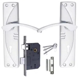 ATOM 7 inch Brass &a; Iron Chrome Plated Matt Finish Mortise Door Lock Set, MH-1003-KY-CP-image-85