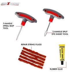 AllExtreme EXTPRK4 4-in-1 Tubeless Flat Tyre Puncture Repair Kit with Patch Tools, T-Handle Grips, 5 Repair String Plugs &a; Rubber Solution image 2