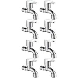 Gold Bell Pan Stainless Steel Silver Wall Mounted Chrome Finish Short Body Bib Tap with Wall Flange (Pack of 8)-image-24