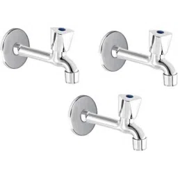 Zesta Jazz Stainless Steel Chrome Finish Long Body Bib Cock with Wall Flange (Pack of 3)-picture-38